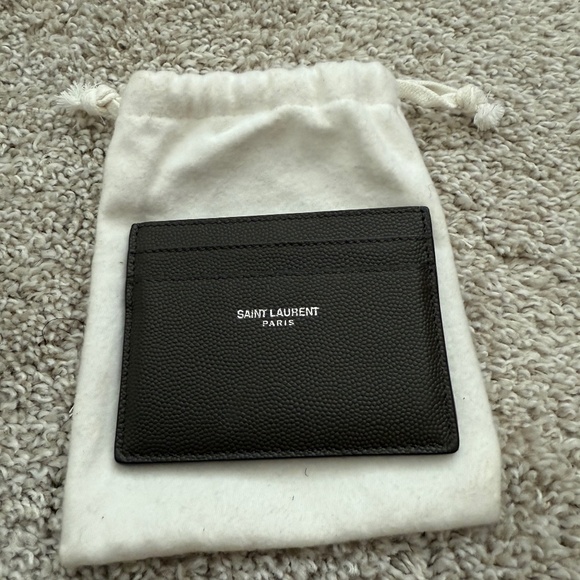 Saint LaurentGrain Leather Card Case - Gray / Anthracite